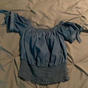 Express denim off the shoulder top